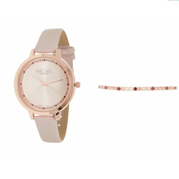 RACHEL Rachel Roy Pave Crystal Watch & Bracelet Set, Red/Rose Gold, NWT - Picture 2 of 16